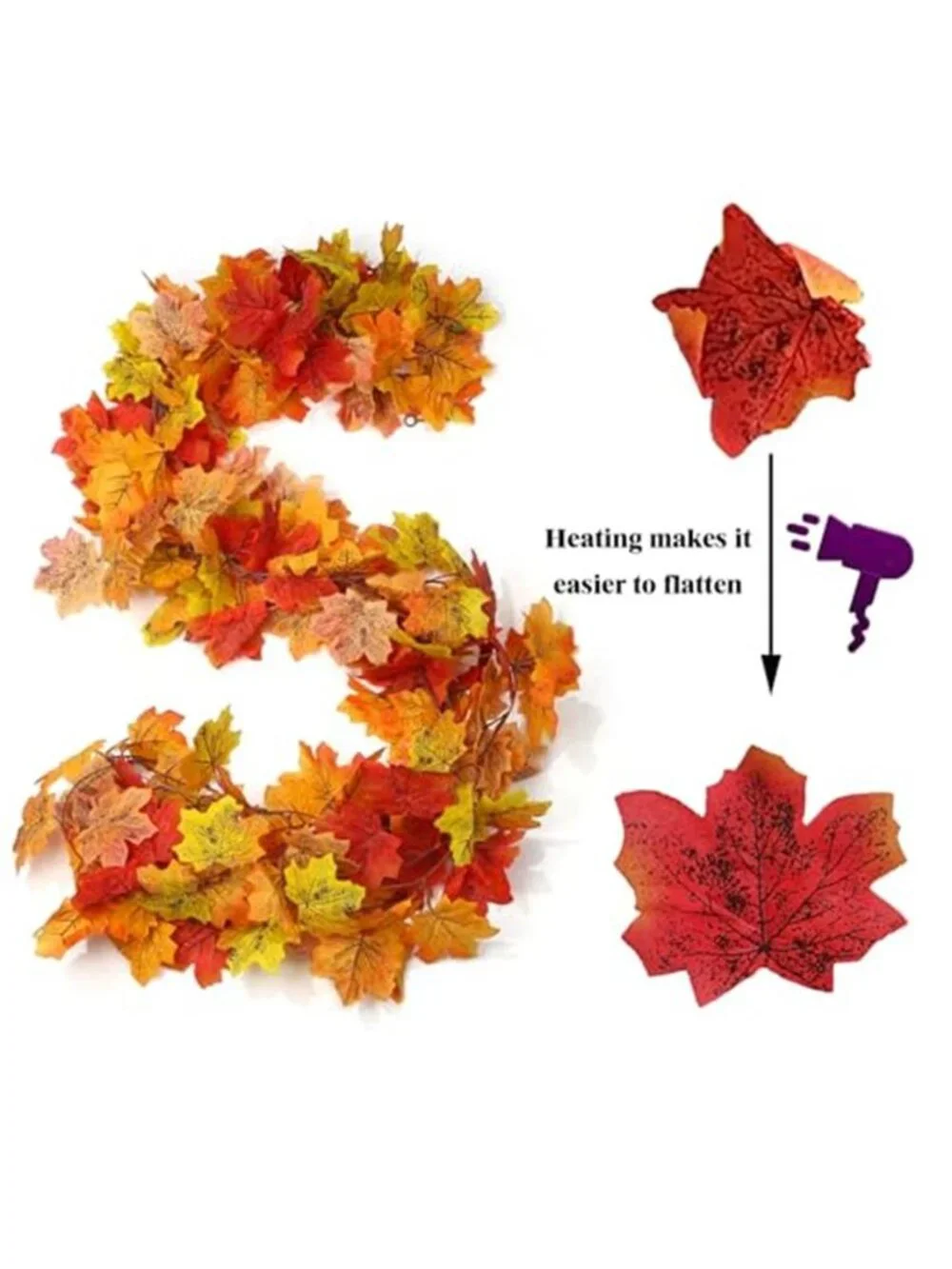 2Pcs 13FT Total Artificial Fall Leaves Garland for Thanksgiving Decor